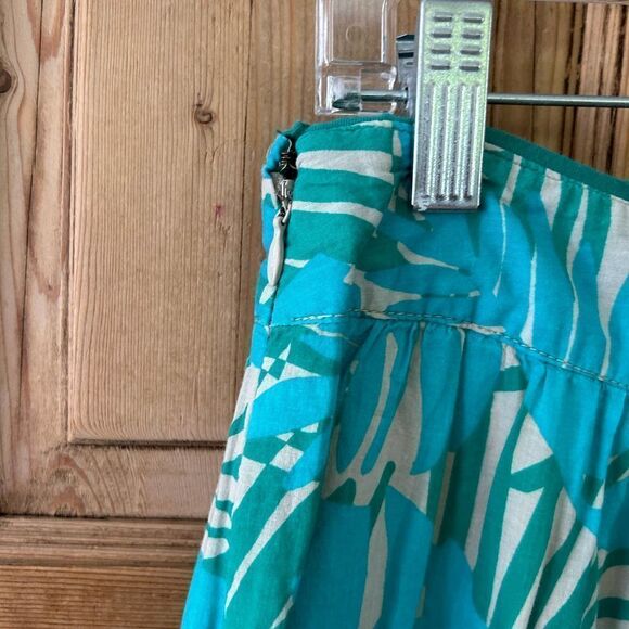 Ann Taylor LOFT Women's Size 2 Blue Green Cream Leaf Palm Print Skirt Lined - Picture 11 of 12